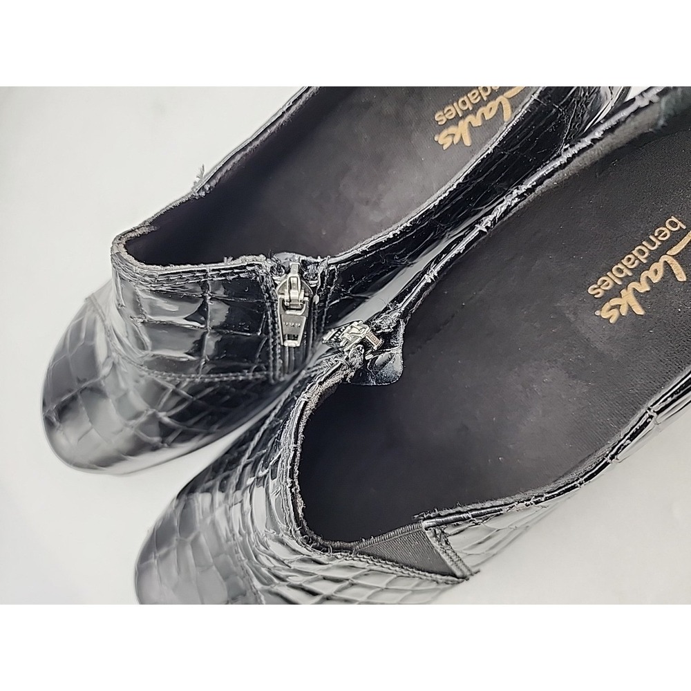 Clarks Bendables 9W Women's Faux Alligator Slip On Patent Loafer Shoe Black - Picture 5 of 11
